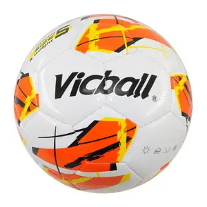 Pelota de fútbol con impresión personalizada, pelota de fútbol de espuma cosida a máquina colorida de pvc pu, balones de fútbol, tamaño 5