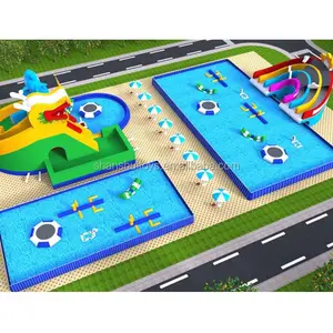 OEM service opblaasbare water park ontwerpen combo opblaasbare glijbaan/opblaasbaar zwembad/opblaasbare water floatings voor pretpark