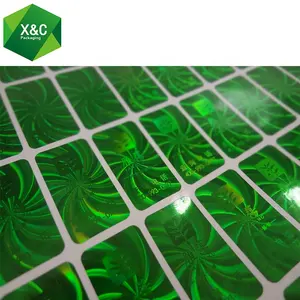 สติกเกอร์เลเซอร์โฮโลแกรมแบบกำหนดเอง3D สีเขียวป้องกันการงัดแงะ