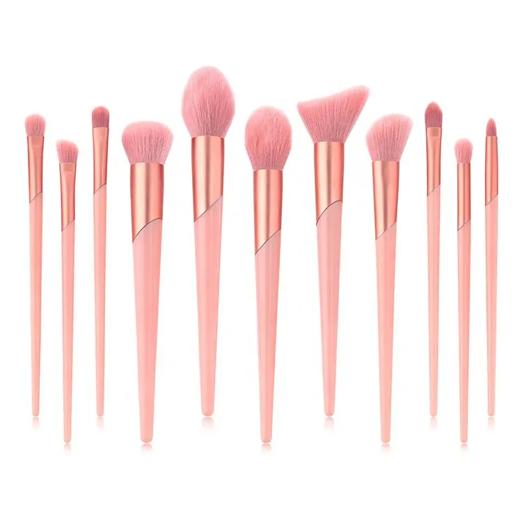Makeup Brush Synthetic Set Customized Multifunctional Rose Gold Wooden Synthetic Mirror Make Up Brushes Pouch Pink Eye Set Makeup Brush Dryer Rack