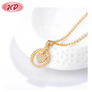 Diamond Verloving Bruiloft Trending Sieraden Plating Rose Goud Charme Hart Ketting