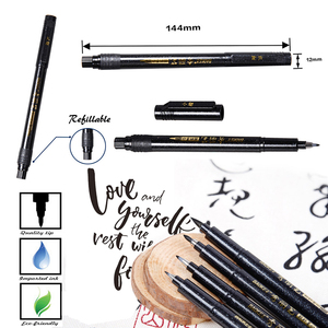 Ensemble de 6 stylos pinceaux de <span class=keywords><strong>calligraphie</strong></span> à lettrage manuel rechargeables et non toxiques avec encre à base d'eau et différentes tailles de pointes pour débutants - Product Image 5