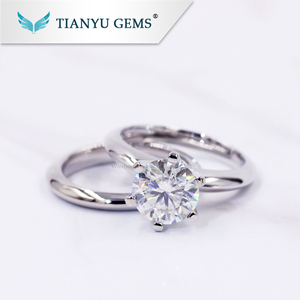 Tianyu platino 950 <span class=keywords><strong>solitario</strong></span> incoloro blanco Moissanite banda de eternidad anillos de <span class=keywords><strong>compromiso</strong></span> para las mujeres Dama - Product Image 1