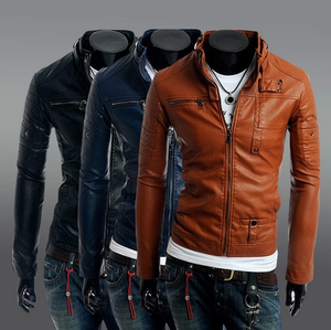 Mode Vêtements à manches longues Moto PU Veste En Cuir Homme Hiver - Product Image 2