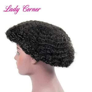 Prothèse capillaire en dentelle PU pour hommes, style afro bouclé crépu – Cheveux brésiliens Remy vierges, densité 130 %, conception à peau fine, noir naturel - Product Image 1