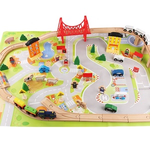 75 Pcs FAI DA TE Assemblare giocattoli di Legno Giocattoli Ferrovia Corsa Set Giocattolo Pista del Treno <span class=keywords><strong>Per</strong></span> I <span class=keywords><strong>Bambini</strong></span> - Product Image 2