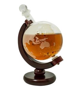 <span class=keywords><strong>Whisky</strong></span> <span class=keywords><strong>Carafe</strong></span> Pour Esprits Ou Vin Décoratif Gravé Monde <span class=keywords><strong>Globe</strong></span> En Verre Avec Support En Bois Avec du Verre Conçu Voilier - Product Image 4