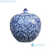 RYZS56-ABC peint à la main Bleu et blanc Monaco style floral vase en céramique avec couvercle