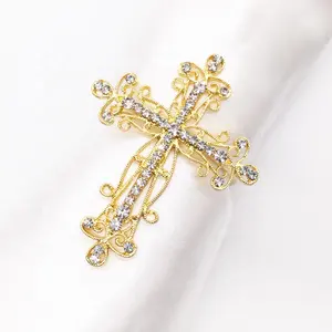 Porte-clés de table martelé, anneau en croix et en métal strass, décoration de mariage