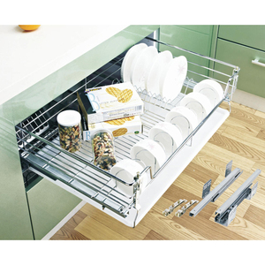 WELLTOP Kitchen Organizer Cabinet Systems Chrome <strong>Wire</strong> <strong>Basket</strong> <strong>Basket</strong> Iron Kitchen Storage VT-09.440 <strong>Drawers</strong> Pull Out Metal Modern - Product Image 4