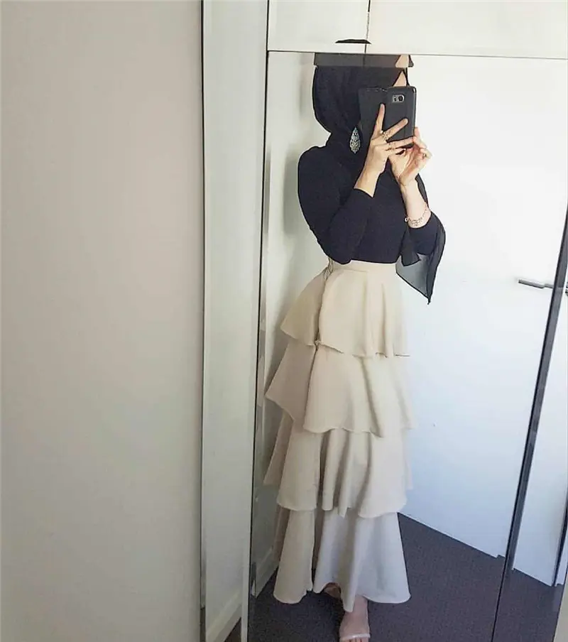 Оптовая продажа 2019 новейшие тяжелые шифон мусульманин Длинные юбки для девочек-мусульманок
