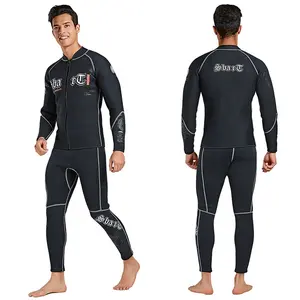 男士 3毫米羊毛衬里潜水服上衣和裤子套装潜水衣夹克和紧身裤套装氯丁橡胶潜水冲浪浮潜套装男人