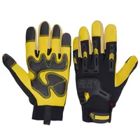 Mechanic Tpr Gloves Spandex Mechanic Gloves PRI Yellow AB Grade Mechanic Spandex TPR Protect Breathable Goatskin Leather Work Gloves