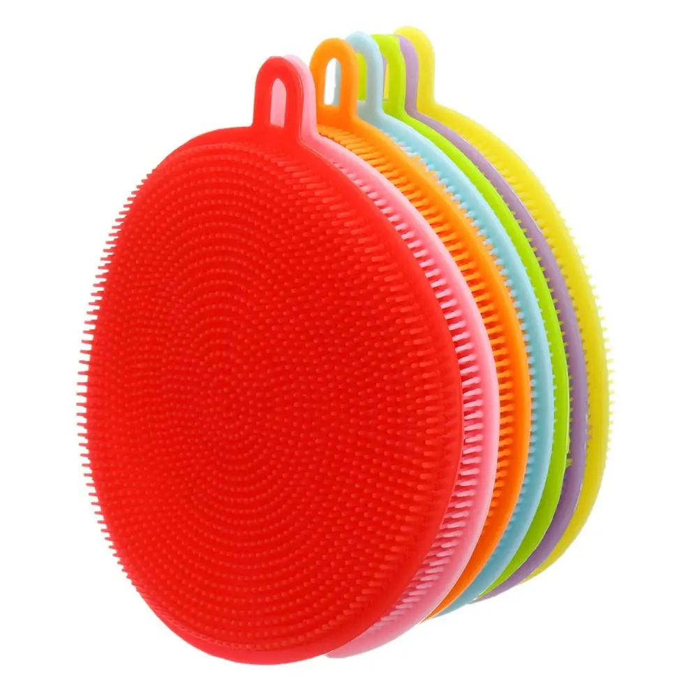 FY Multifunction Silicone Dish Bowl Cleaning Brush Silicone Scouring Pad Silicone Dish Sponge Kitchen Pot Cleaner Washing tool