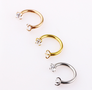 Zircon En Acier inoxydable fileté intérieurement Nez Anneau Piercing Bijoux De Corps - Product Image 2