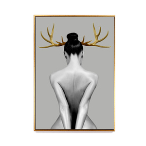 Minimalista de la pintura con marco de oro gordo Sexy mujeres desnudas arte de la lona de pintura - Product Image 3