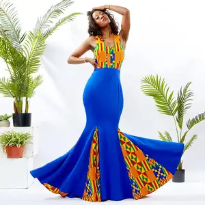 Hot Sell Maxi Kitenge Designs Frauen Kleidung Hochzeiten Prom Abendkleider afrikanische Kleider für Frauen Kleidung