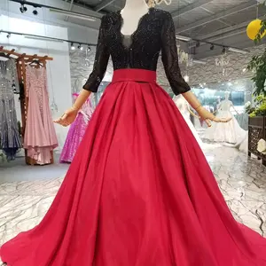 black and red evening dress