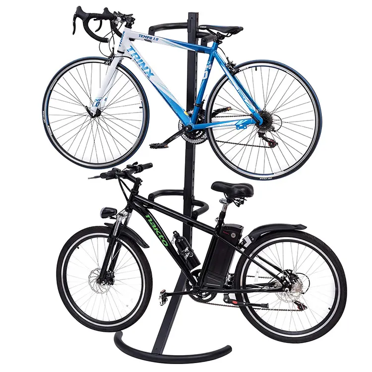 JH-Mech Gravity Freestanding Bike Stand Adjustable Height Two-Bike Storage Rack