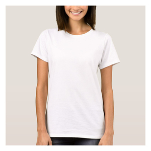 Cuello redondo manga corta <span class=keywords><strong>Mujer</strong></span> <span class=keywords><strong>Camiseta</strong></span> básica en blanco T camisa de ventas - Product Image 1