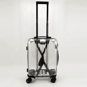 Aluminum Carrying Box Pull Rod Aluminum Travelling Suitcase Aluminum Transparent PP Carrying Case with trolley and wheels