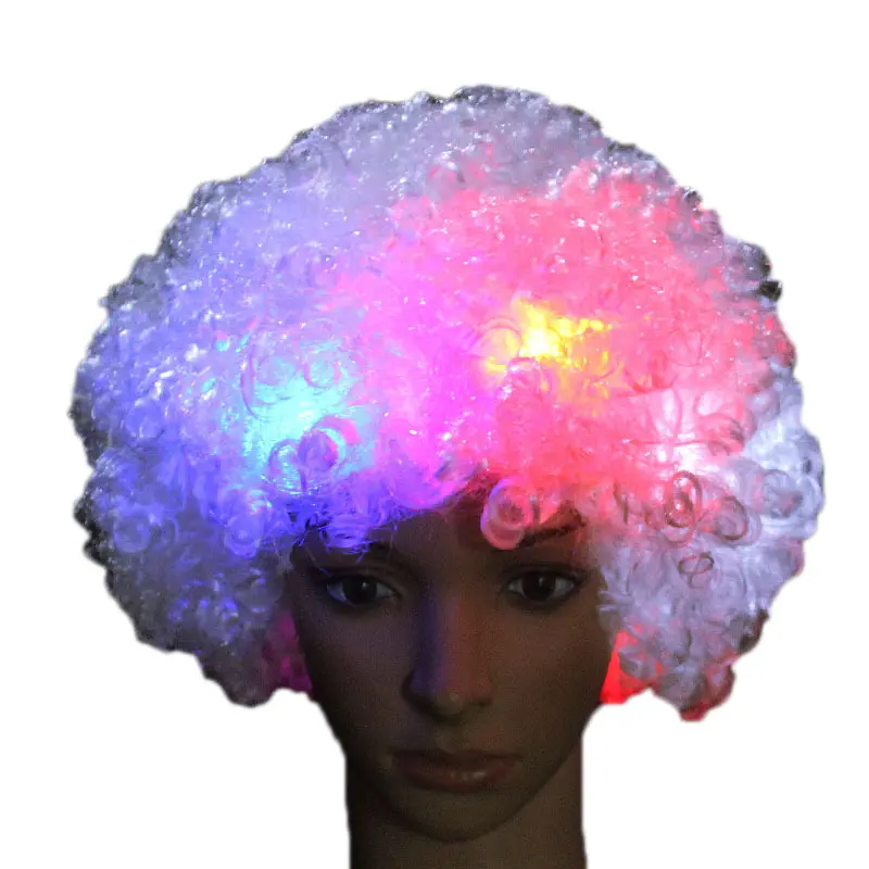 Licht Up Voetbalfans Pruiken Led Party Afro Clown Haar LED Knippert Afro Pruik