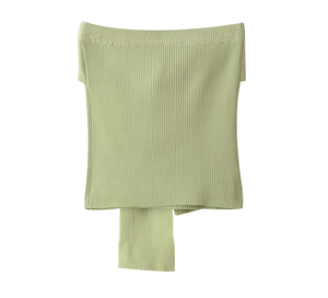 Maglione Sexy con spalle scoperte alla moda coreana maglieria 12GG con Logo frontale per la stagione estiva piccola MOQ Ropa De Mujer - Product Image 2