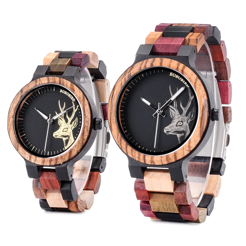 2021 BOBO BIRD lovers wristwatch wooden watches for men and women with deer for couple