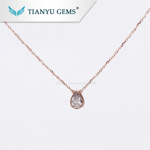 Tianyu gemas personalizado anillo colgante 14 K/18 k oro rosa 8*5,5mm pera aplastado las EIC corte anillo de compromiso de - Product Image 3