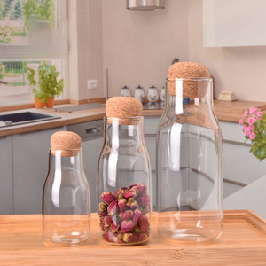 Barattolo di vetro borosilicato alto con coperchio in sughero a tenuta d'aria cibo/caffè/caramelle farmacia bagno Qtip porta spezie <span class=keywords><strong>cucina</strong></span> Back School - Product Image 4