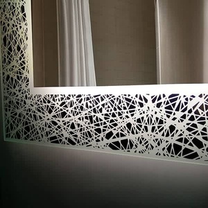 contemporain design éclairer beauté sans cadre anti-buée de mur de salle de bains capteur tactile LED lumière miroir avec motif - Product Image 3