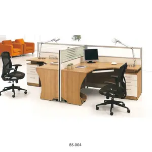 Mueble de oficina modular para 2 personas, mesa de ordenador, estación de trabajo con partición de vidrio, tablero de madera de melamina