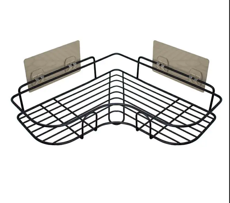 2 Tier Wall Mount No Drilling Corner Rack Shelf Bath kitchen Bathroom Shelves