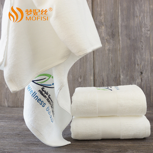 <span class=keywords><strong>Toallas</strong></span> de algodón blanco con Logo bordado, 100% algodón, blanco, grueso, 600gsm, 80x160cm, Gran Hotel, venta al por mayor - Product Image 4