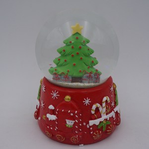 Custom Xmas Glitter Snow Globe With Resin Gift Box Under Christmas <strong>Tree</strong> - Product Image 3