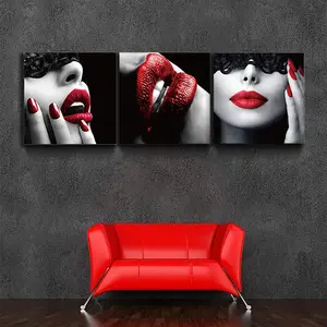 3 Pièces Wall Art Hot Lèvres Rouges De Haute Qualité Impression Sur Toile Moderne Art Imprimer pour La Décoration Intérieure ou