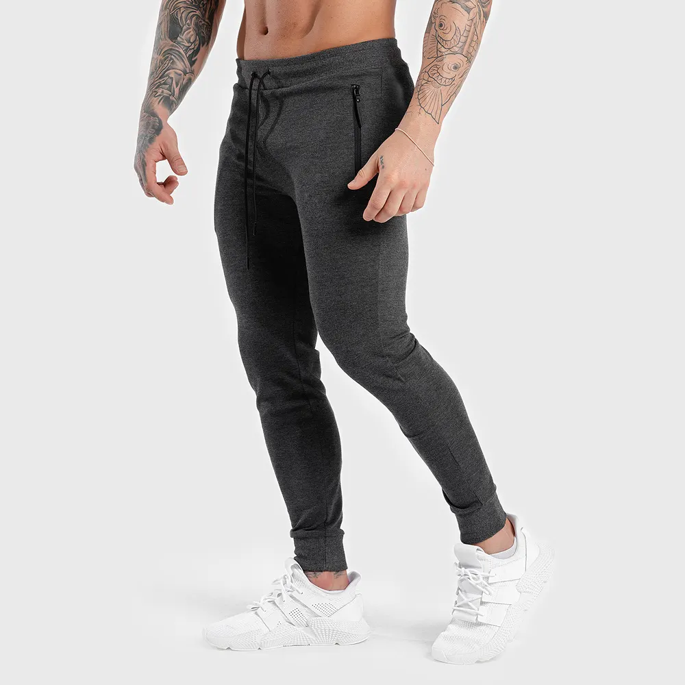 Personalizzato mens skinny jogging pantaloni di tuta in bianco grigio pantaloni uomini pantaloni della tuta slim fit in cotone tinta unita di pista di sport pantaloni per gli uomini