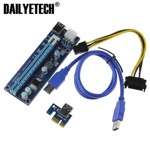 VER007 <span class=keywords><strong>PCI</strong></span>-<span class=keywords><strong>E</strong></span> Riser Thẻ PCIE 1x đến 16x Extender + 60 CM USB 3.0 Cáp/<span class=keywords><strong>6Pin</strong></span> để <span class=keywords><strong>SATA</strong></span> <span class=keywords><strong>Molex</strong></span> Power Cord cho Bitcoin Miner - Product Image 1