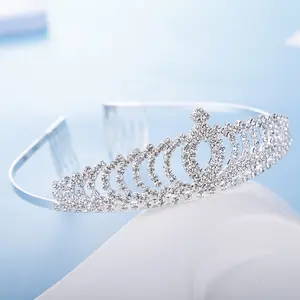 Couronne en laiton De strass plaqué argent, avec peigne, Performance Cosplay, fête d'anniversaire, cristal clair, diadème De mariée