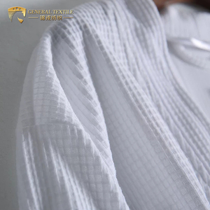 Barato blanco <span class=keywords><strong>Kimono</strong></span> de algodón Waffle <span class=keywords><strong>bata</strong></span> de baño para hombres y mujeres - Product Image 6