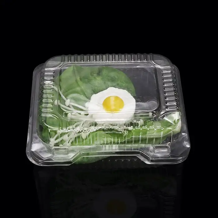 Caja de plástico transparente desechable para ensaladas, contenedor de plástico con tapa para fruta