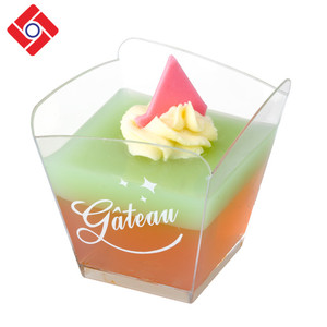 <span class=keywords><strong>de</strong></span> <span class=keywords><strong>soltera</strong></span> <span class=keywords><strong>de</strong></span> plástico cuadrado transparente Mini pudín <span class=keywords><strong>de</strong></span> Mousse jalea postre tazas con logotipo personalizado impreso - Product Image 1