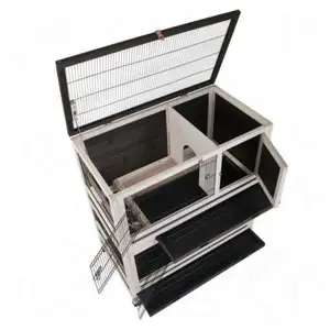 Cage en bois pour animaux domestiques, 4 pièces, 2 étages, <span class=keywords><strong>maison</strong></span> pour <span class=keywords><strong>lapin</strong></span> - Product Image 4