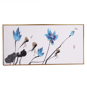 Chinois antique minimaliste <span class=keywords><strong>peinture</strong></span> été lotus étang paysage nature morte Peintures Chinoises Cadres 3D Art Mural - Product Image 2