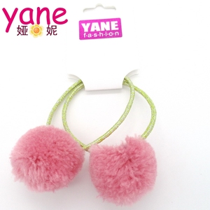 Thin hair band cover <span class=keywords><strong>venonat</strong></span> soft girls baby hair accessories pink fur ball hair bands - Product Image 1