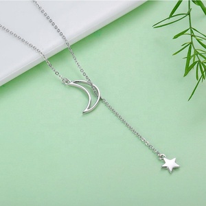 GN03 moda nuovi arrivi personalizzato 925 in <span class=keywords><strong>argento</strong></span> Sterling Lariat luna ciondolo lungo <span class=keywords><strong>collana</strong></span> per donne gioielli - Product Image 5