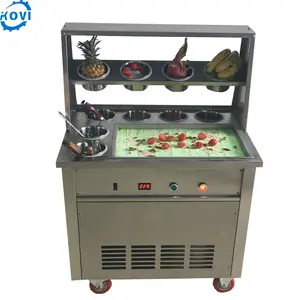 Double pan stainless steel ice cream rolls flat pan fried ice cream machine