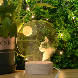 Creative Cat Wooden Led <strong>Light</strong> Moon <strong>Mood</strong> Lamp Acrylic Table Night <strong>Light</strong> for Bedroom Decoration - Product Image 4