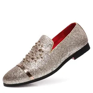 SS0491 2019 New arrival stylish young man fashion casual slip on sequin glitter shoes