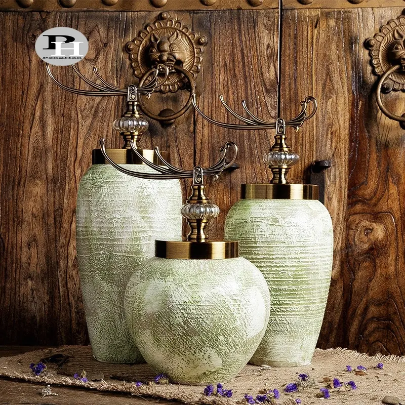 Florero de cerámica para decoración del hogar con y sin cabeza de cobre